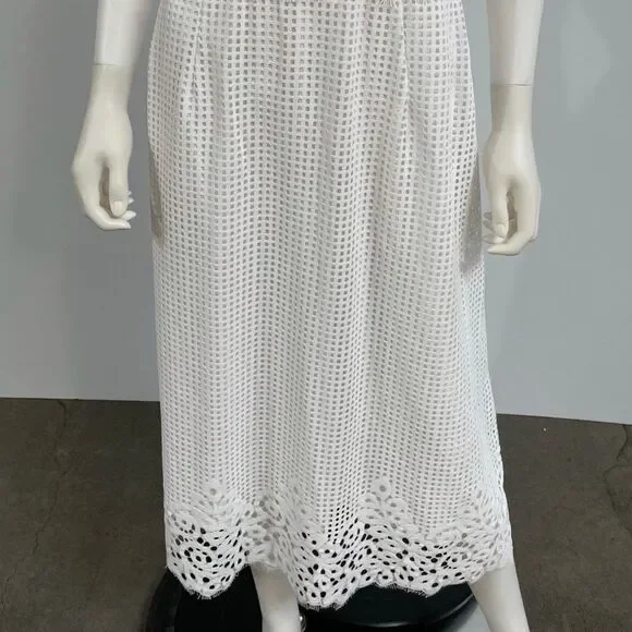 Alfani Women’s White Eyelet Sleeveless Jewel Neck Midi Empire Waist Evening - Picture 2 of 4